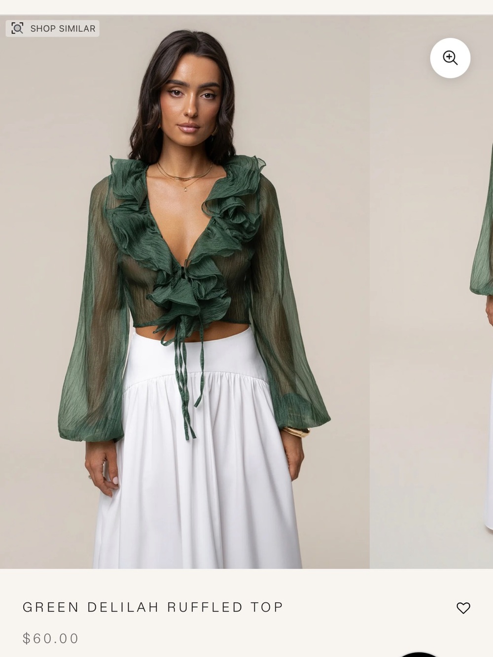 JLUXLABEL Green Delilah Ruffled Sheer Blouse